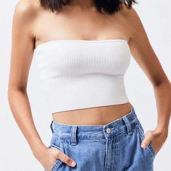 Pacsun L.A Hearts White Ribbed Tube Top Size Small - Picture 2 of 6